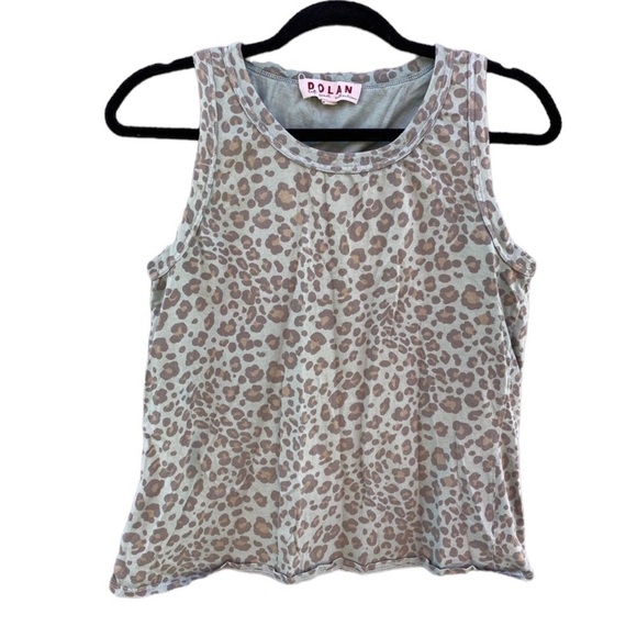 Dolan Green Leopard Print Cross Over Back Tank Top Sz XS - Picture 1 of 8